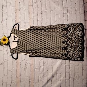 Jessica Simpson dress criss cross lace black white Sz 12